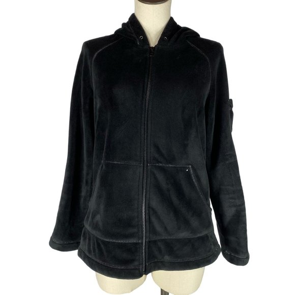 Kristen Blake Women's Size Medium Black Full Zip Plush Fleece Hooded Jacket - Picture 1 of 12
